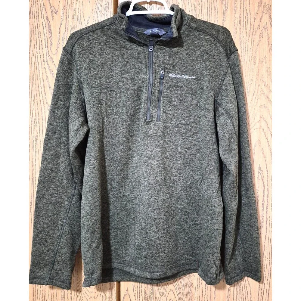 Eddie Bauer Men’s Olive Green Long Neck High Neck Pullover Sweater Size L